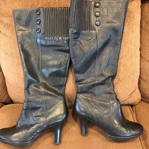 Women's Sofft Tall Black Leather Boots - Sz 7 1/2W